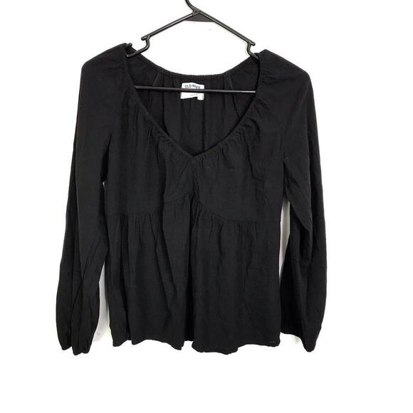 Old Navy Top Womens Size XS Babydoll V Neck Long Sleeve Gauze Textured New - Picture 1 of 9